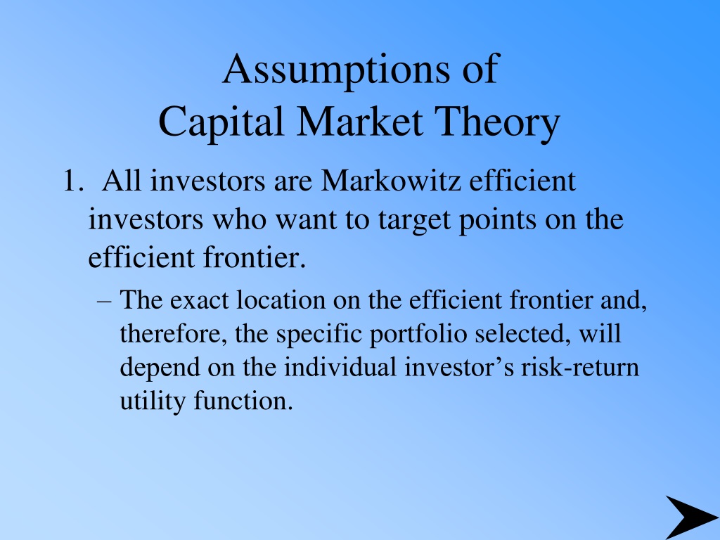 PPT Assumptions of Capital Market Theory PowerPoint Presentation