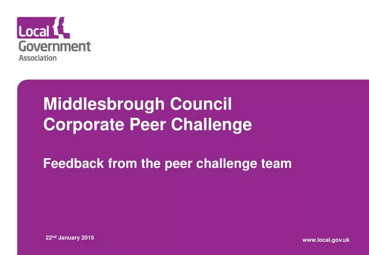 PPT - Middlesbrough Council Corporate Peer Challenge PowerPoint ...