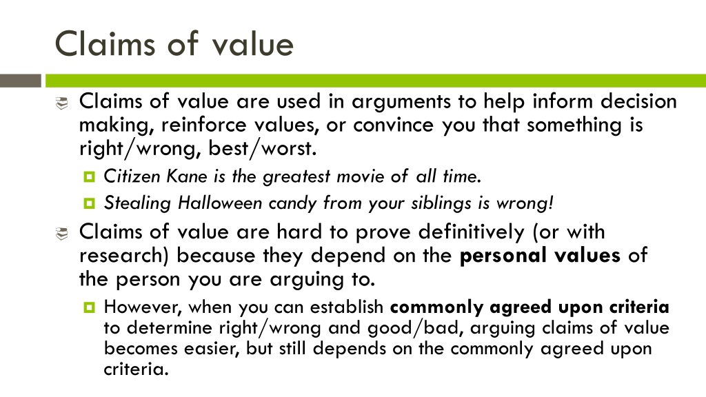 claim of value thesis examples