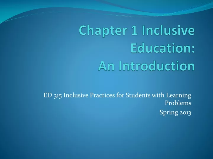 PPT - Chapter 1 Inclusive Education: An Introduction PowerPoint ...