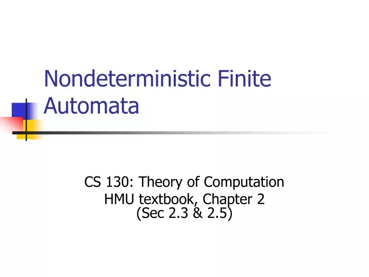 PPT - Nondeterministic Finite Automata PowerPoint Presentation, Free ...