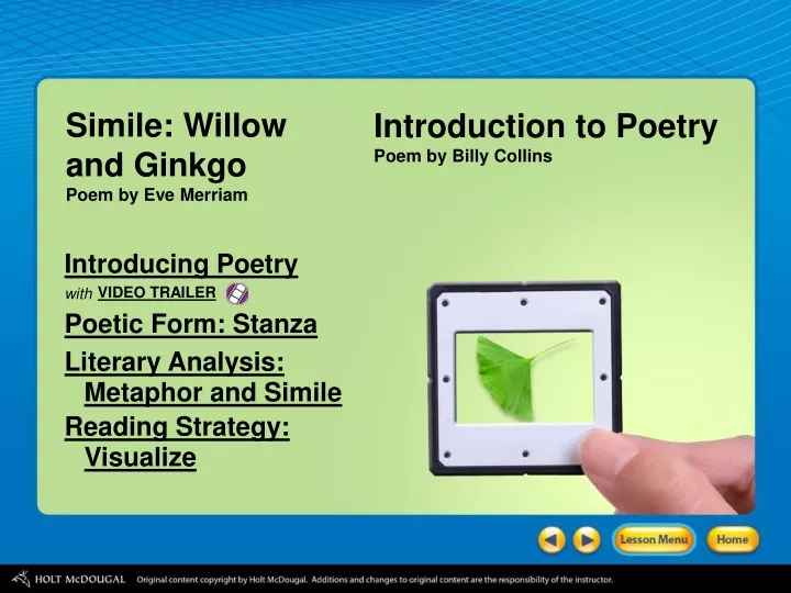 PPT - Simile: Willow and Ginkgo Poem by Eve Merriam PowerPoint ...