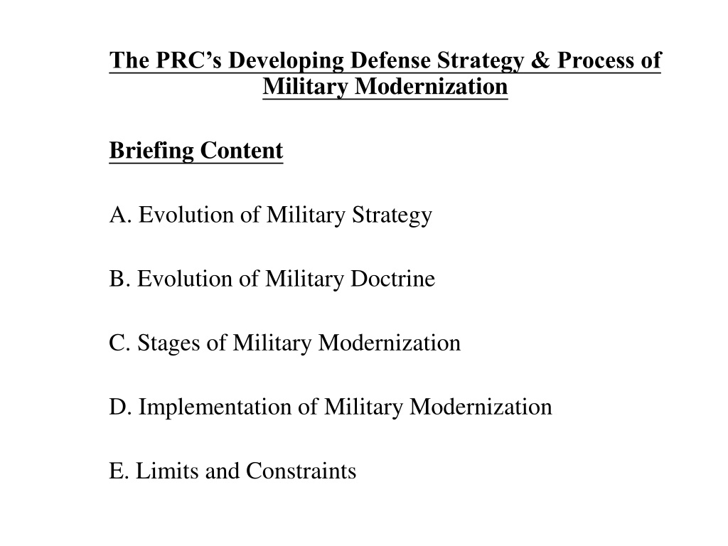 PPT - The PRC’s Developing Defense Strategy & Process of Military ...