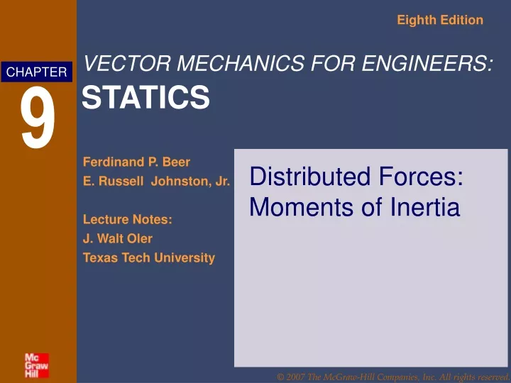 distributed forces moments of inertia n.