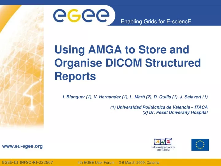 using amga to store and organise dicom structured reports n.