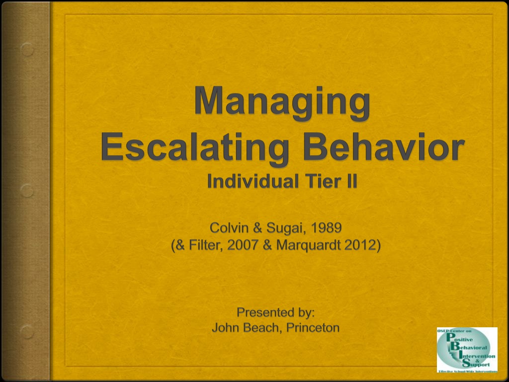 Ppt Managing Escalating Behavior Individual Tier Ii Powerpoint