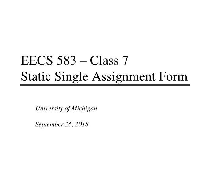 static single assignment book pdf