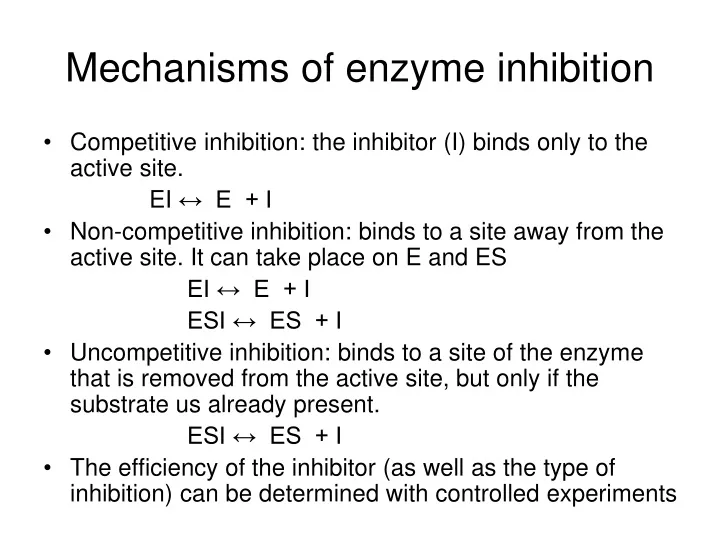 PPT Mechanisms of enzyme inhibition PowerPoint Presentation, free