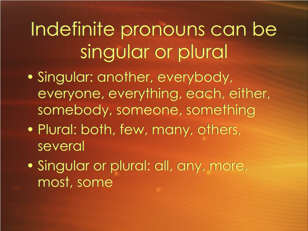 Indefinite Pronouns Singular Or Plural Worksheets