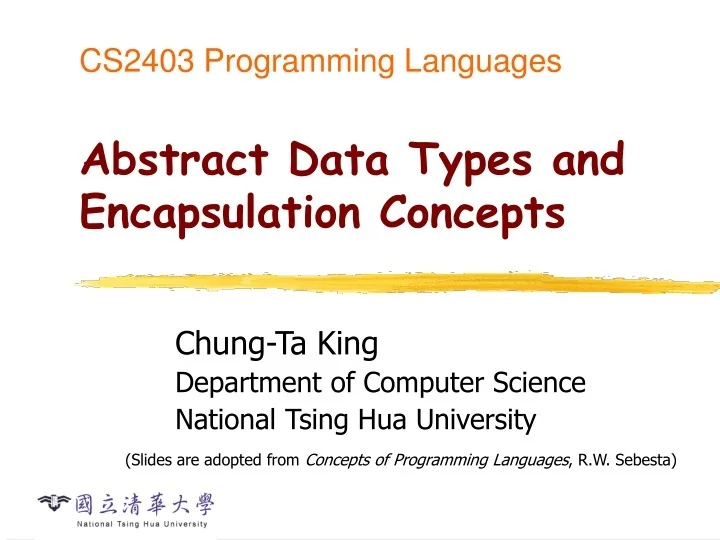 PPT - CS2403 Programming Languages Abstract Data Types and ...