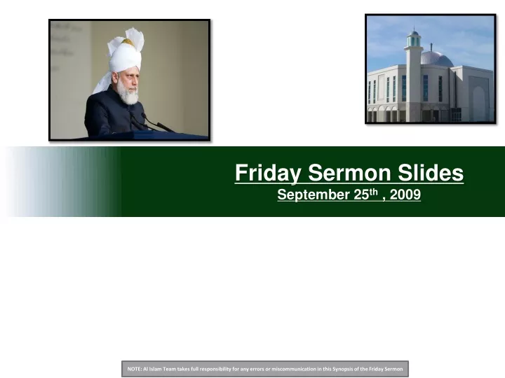 friday sermon slides september 25 th 2009 n.