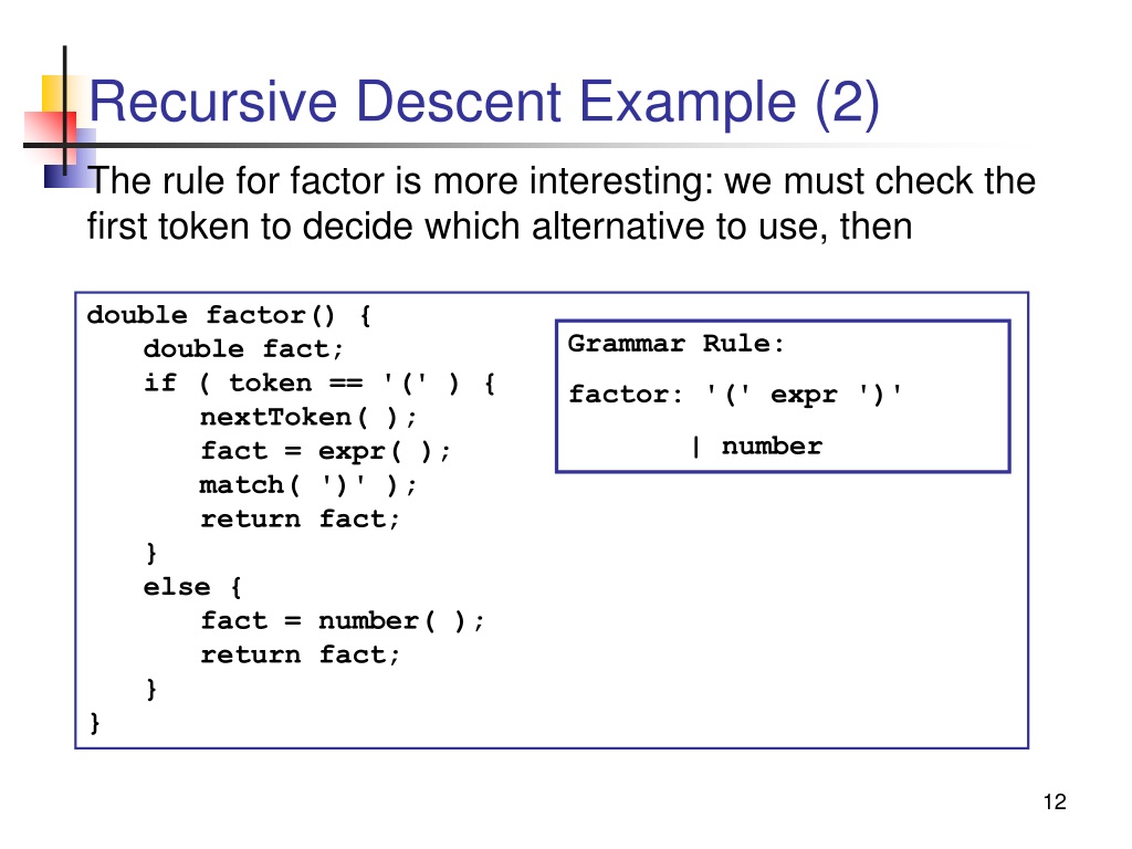 PPT The Recursive Descent Algorithm PowerPoint Presentation, free