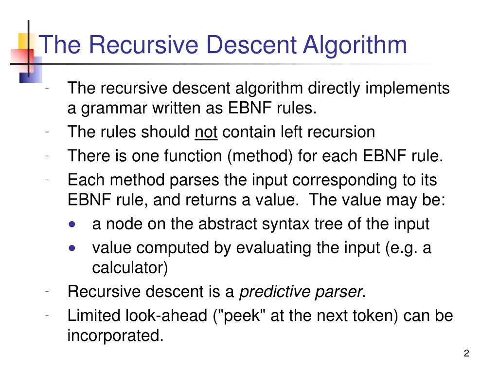 PPT - The Recursive Descent Algorithm PowerPoint Presentation, Free ...