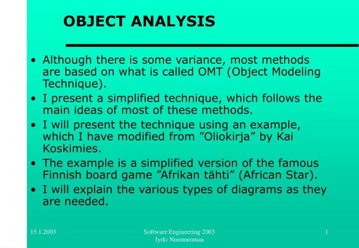 object analysis n.