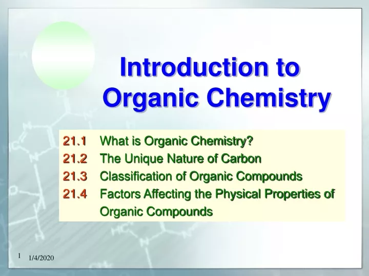 PPT - Introduction To Organic Chemistry PowerPoint Presentation, Free ...