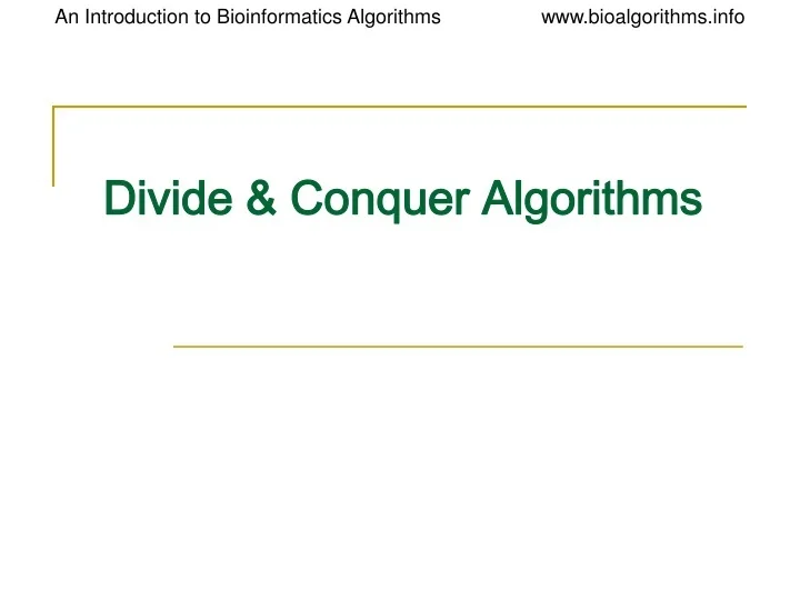 PPT - Divide & Conquer Algorithms PowerPoint Presentation, free ...