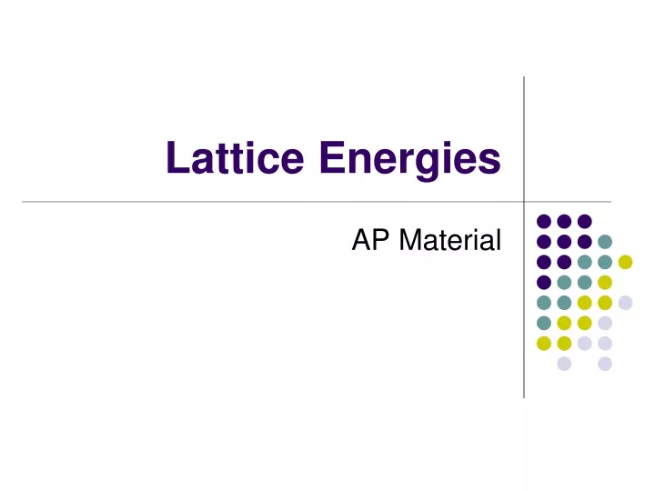 lattice energies n.