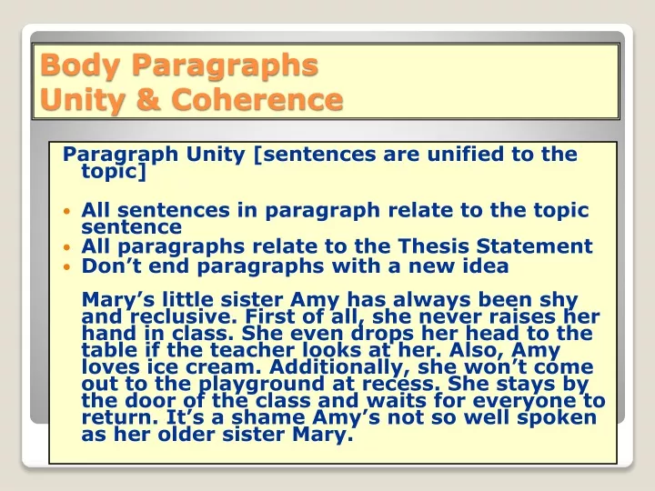 paragraph unity definition