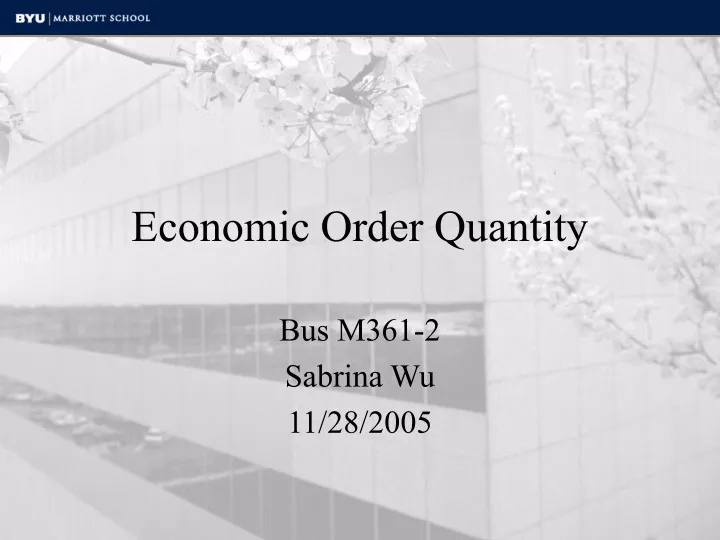 economic order quantity n.