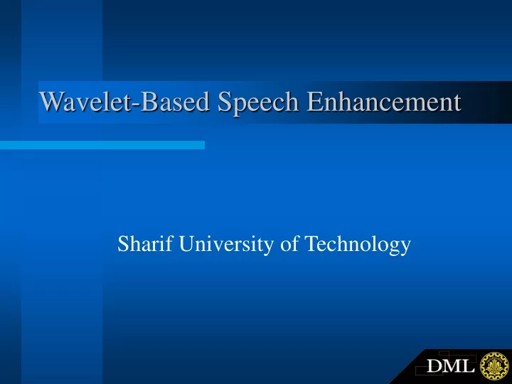 wavelet based speech enhancement n.