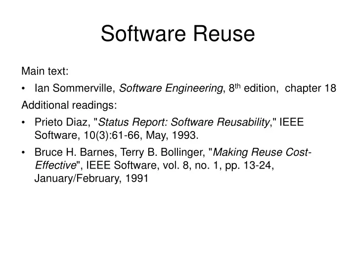software reuse n.