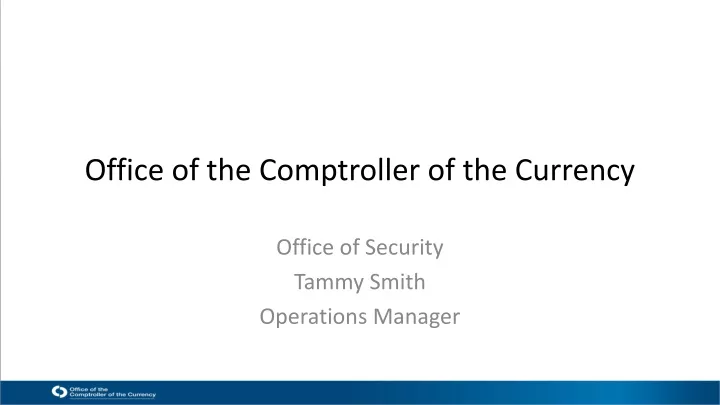 PPT - Office Of The Comptroller Of The Currency PowerPoint Presentation ...