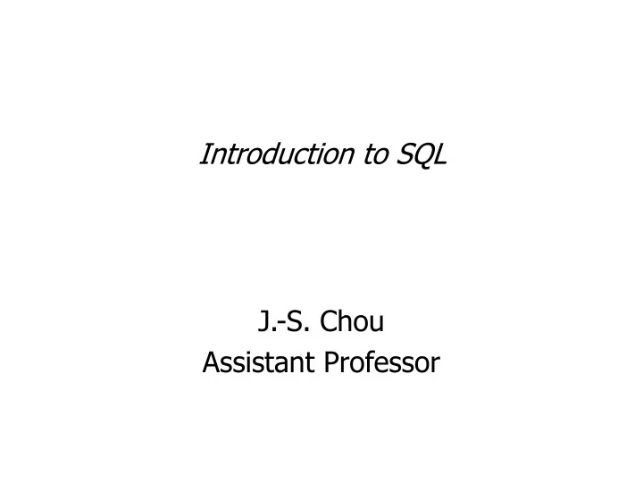 PPT - Introduction to SQL PowerPoint Presentation, free download - ID ...