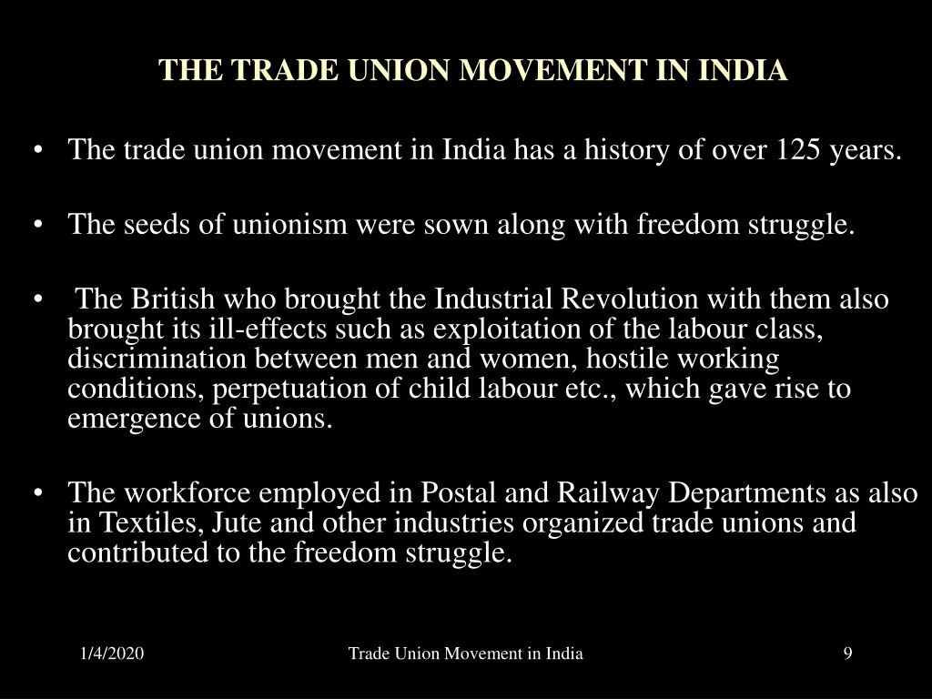 case study on trade union in india ppt
