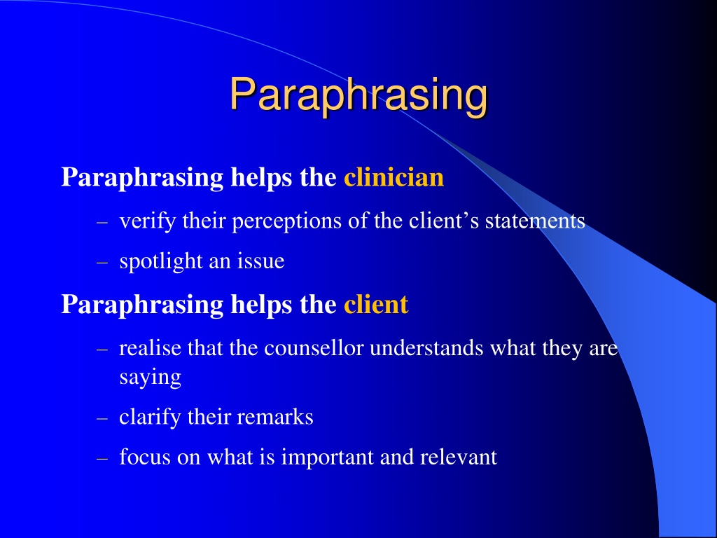 paraphrasing in counselling ppt