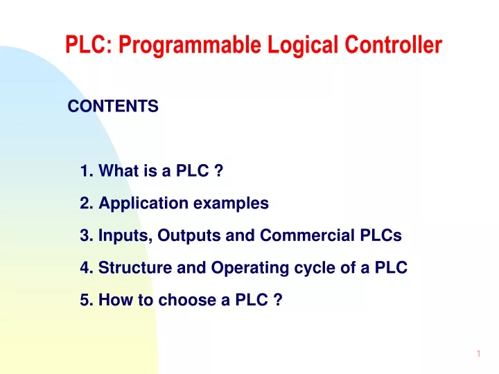 PPT - PLC: Programmable Logical Controller PowerPoint Presentation ...