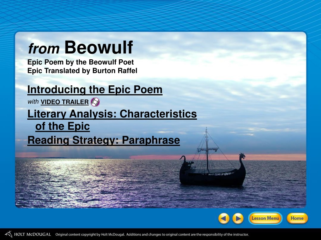 PPT Introducing The Epic Poem With Literary Analysis Characteristics 