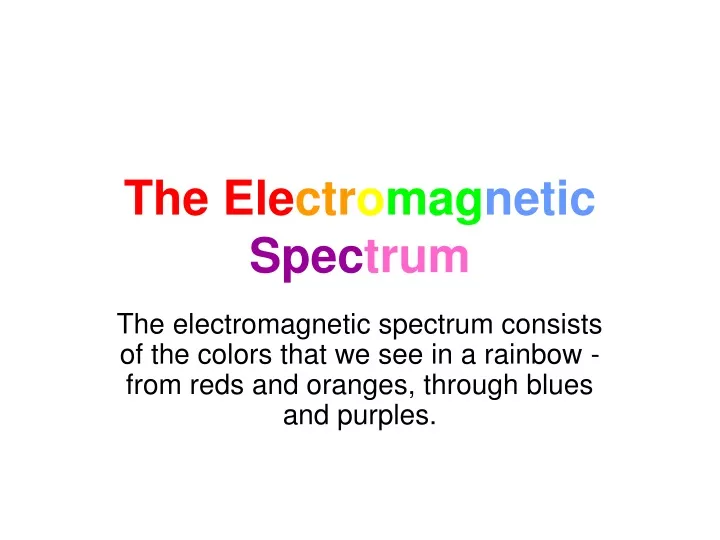 the ele ctr o mag netic spec trum n.