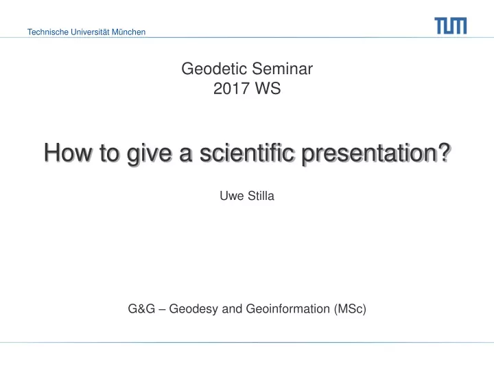 how to give a scientific presentation n.