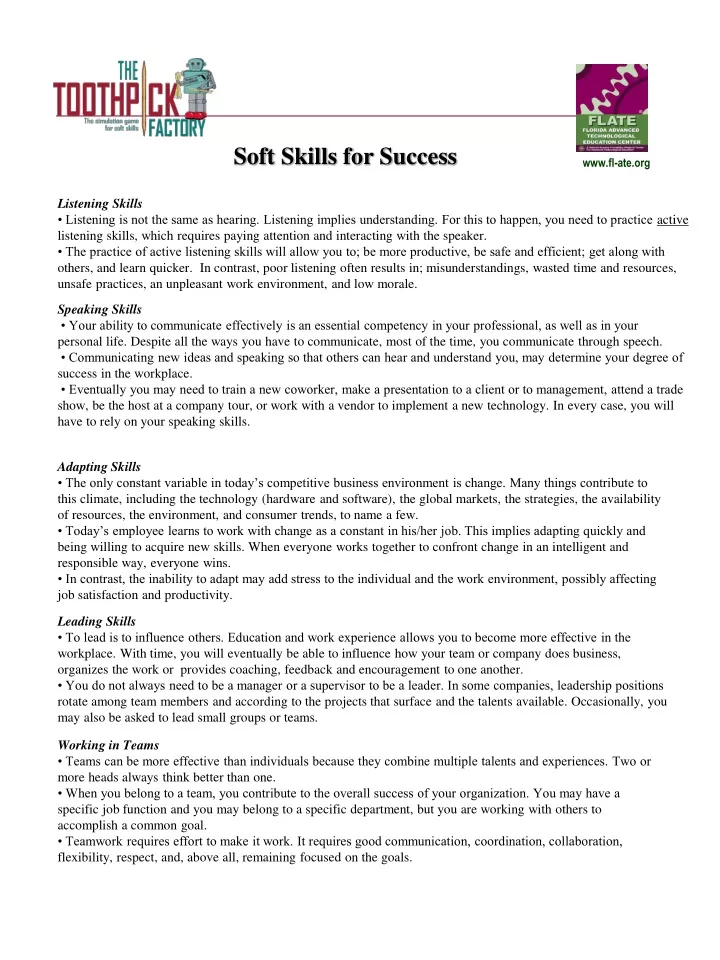 soft skills for success n.