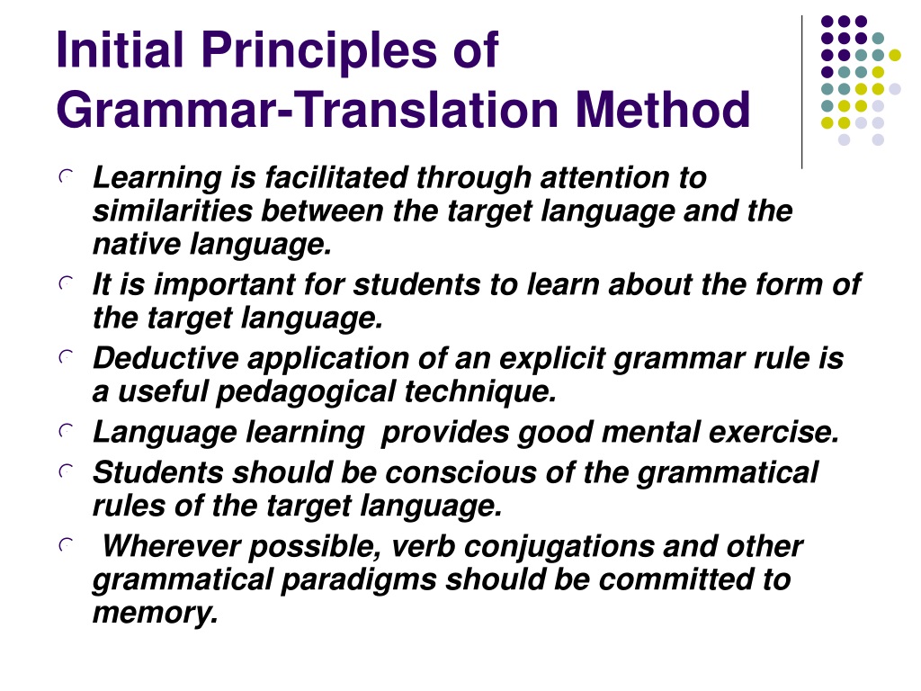 literature review on grammar translation method