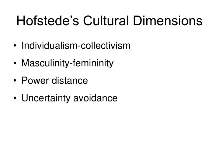 PPT Hofstede s Cultural Dimensions PowerPoint Presentation Free Download ID 9577975