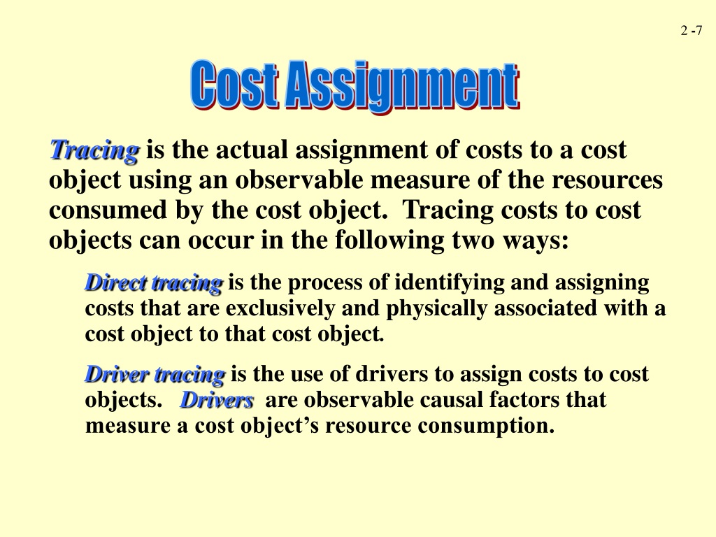 cost assignment betekenis