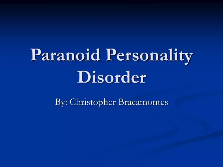 paranoid personality disorder definition
