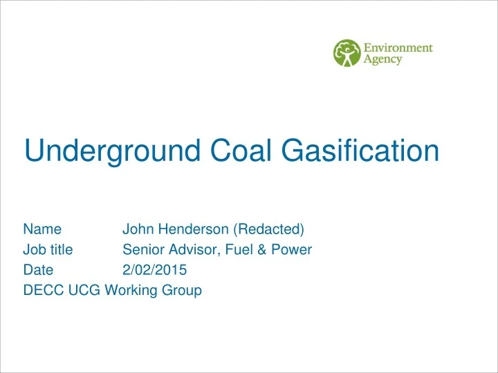PPT - Underground Coal Gasification PowerPoint Presentation, free ...