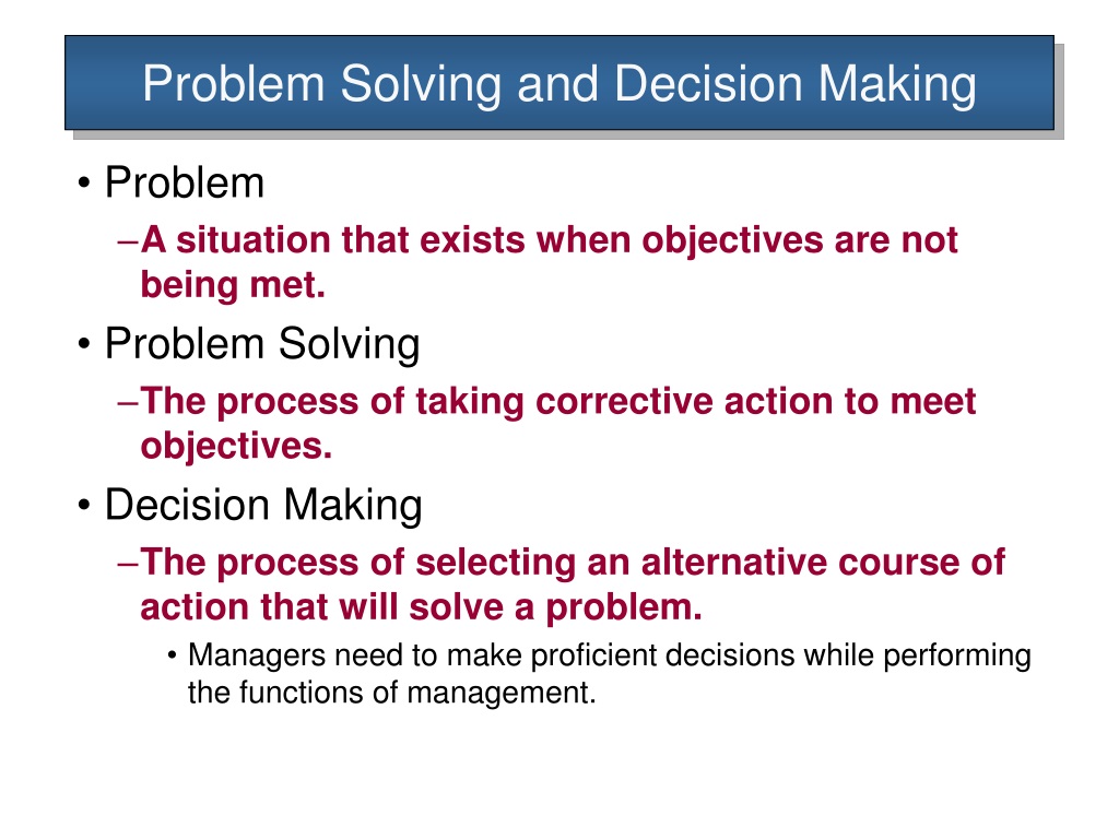 differentiate between problem solving and decision making