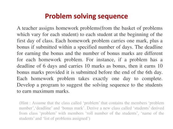 PPT - Problem solving sequence PowerPoint Presentation, free download ...