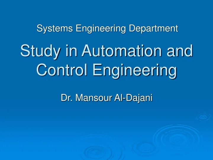PPT - Study in Automation and Control Engineering PowerPoint ...