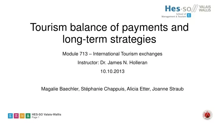 tourism balance of payments and long term strategies n.