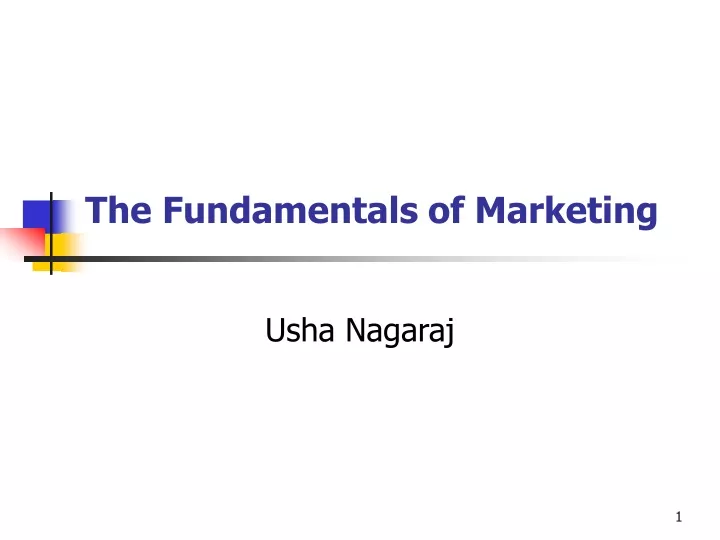 the fundamentals of marketing n.