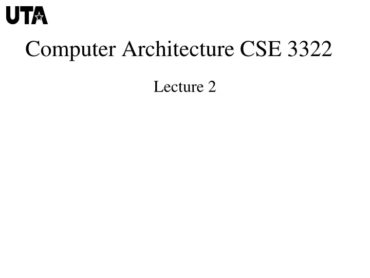 computer architecture cse 3322 n.
