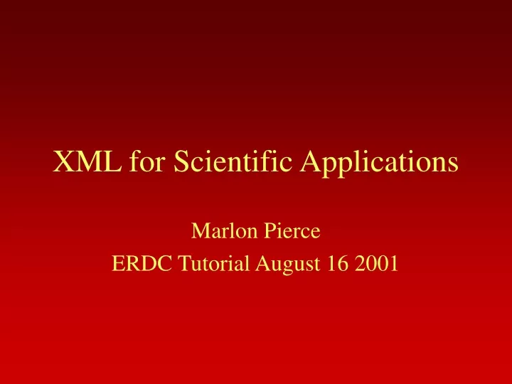 xml for scientific applications n.