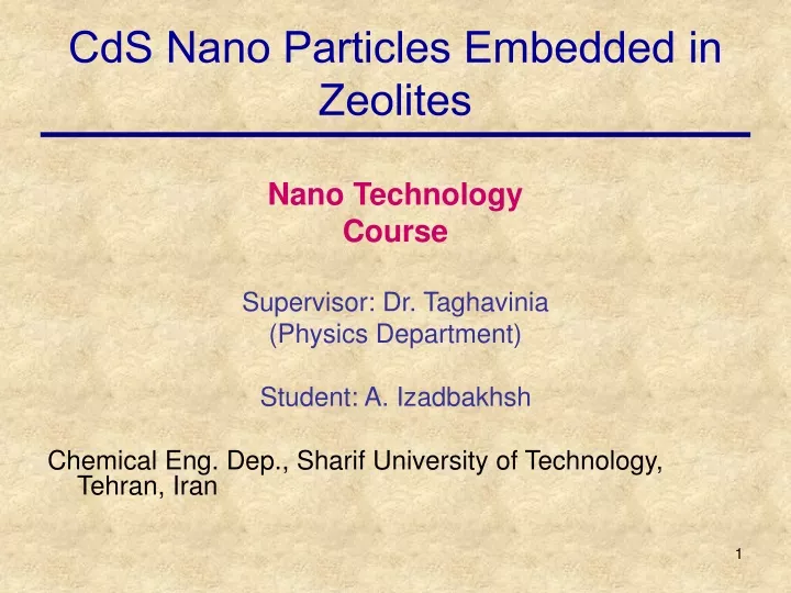 cds nano particles embedded in zeolites n.