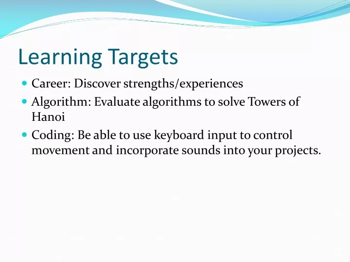 learning targets n.