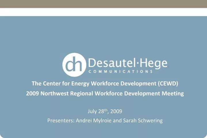 PPT - The Center For Energy Workforce Development (CEWD) PowerPoint ...