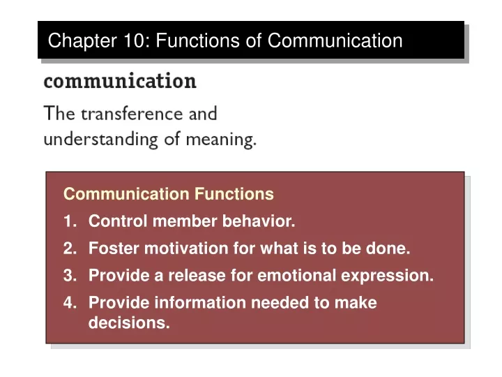 functions of communication powerpoint presentation